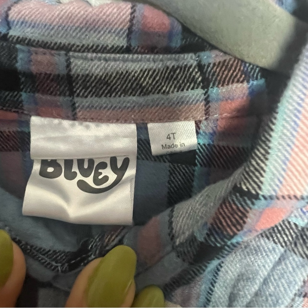 Kids Bluey Plaid Shirt - Blue and Pink - Picture 5 of 7